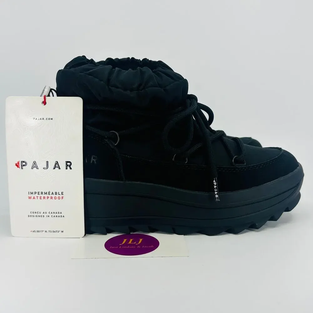 Pajar Women's Taya Low Black Lace Up Waterproof Winter Boots Size 6 US/ 37 EU